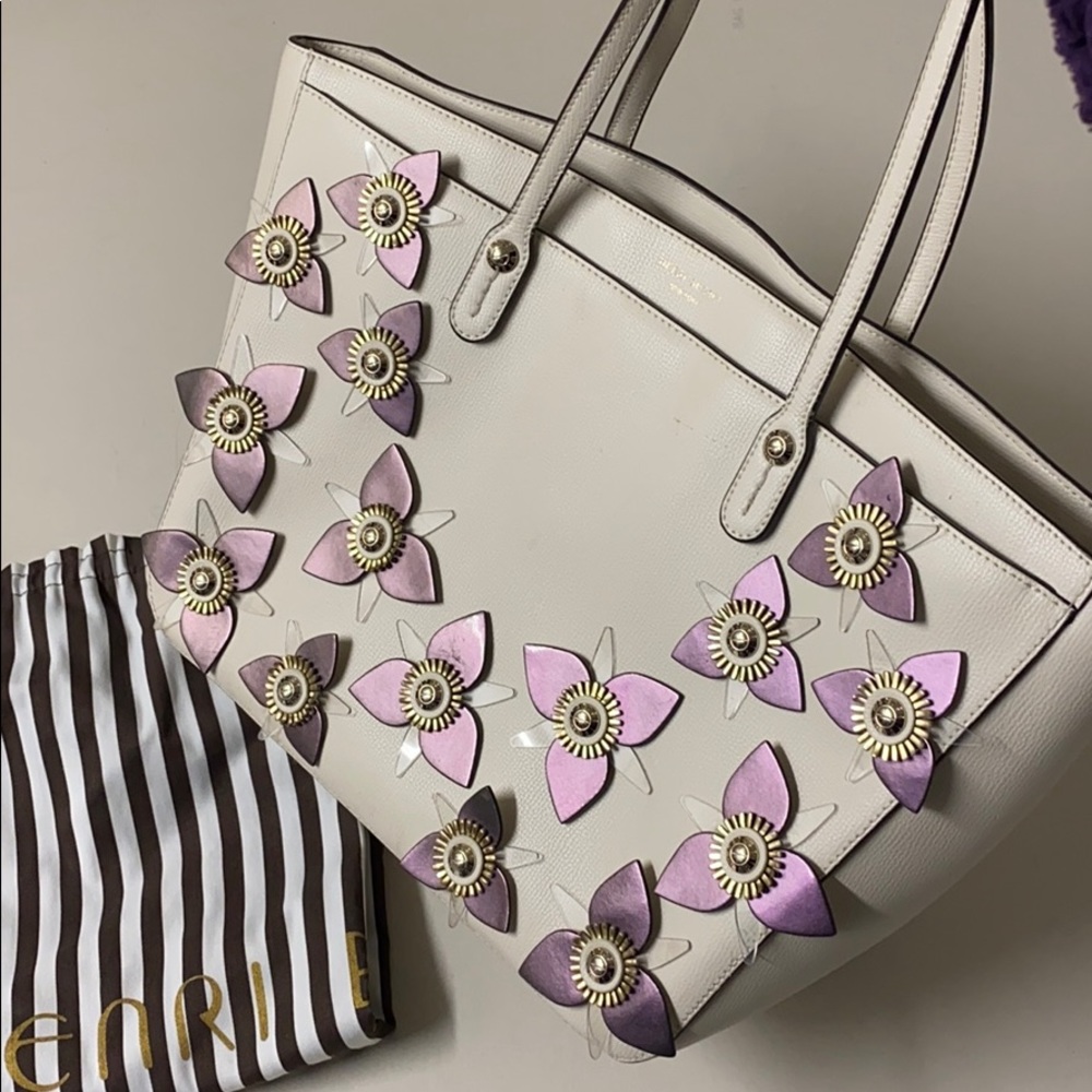 Henri Bendal 3D Floral Appliqué Flower Large Tote